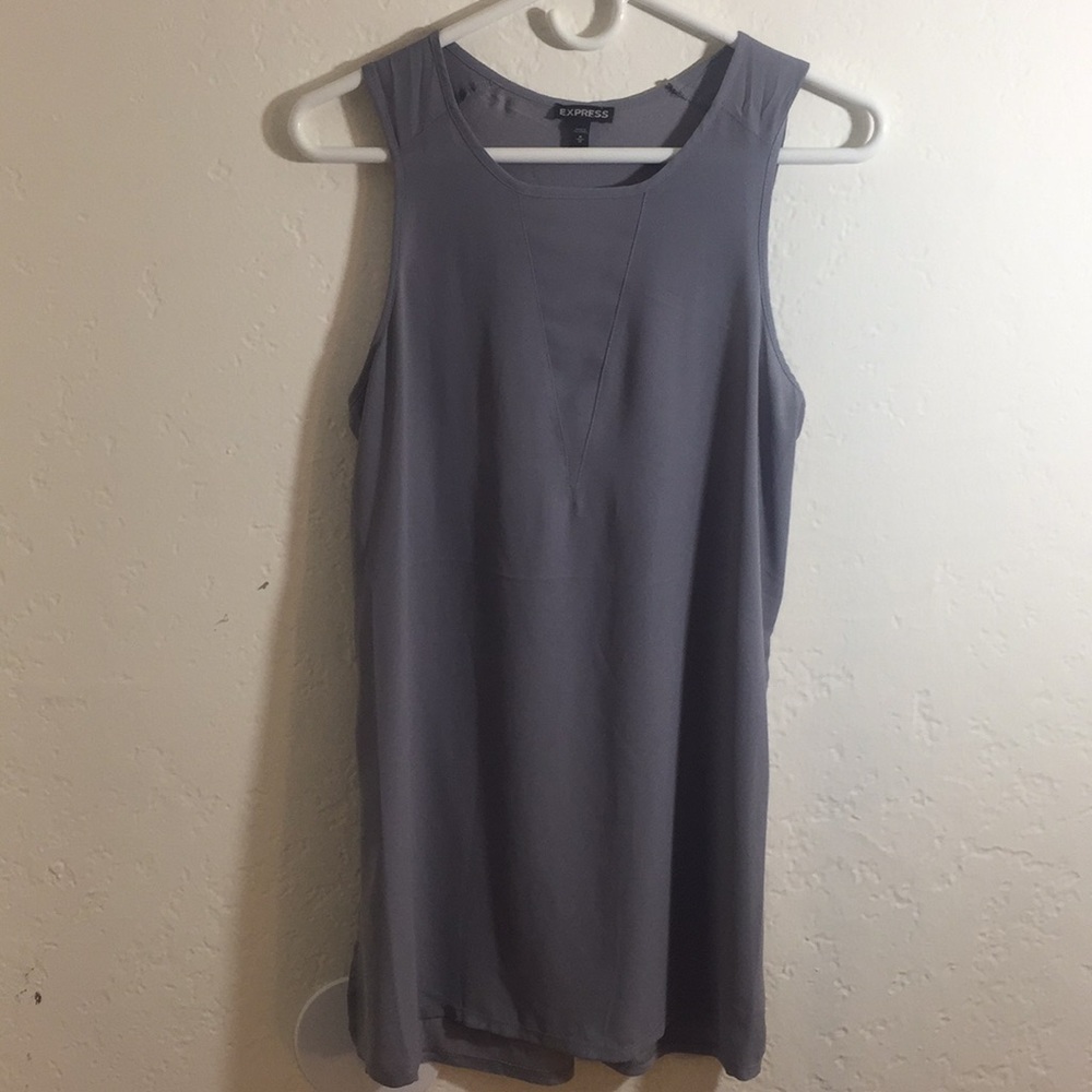 Loose fitting, slate gray tunic style top